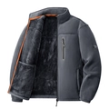 Dicke Fleecejacke mit Stehkragen und warmem schwarzem Plüschfutter in Dunkelgrau - M / Dunkelgrau