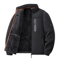 Heavyweight black fleece jacket with standing collar and thick plush thermal lining - M / Black