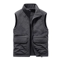 Herren Outdoor-Weste mit Fleece-Futter, großen Klappentaschen und winddichtem Stehkragen - M / Grau