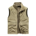 Wende-Outdoorweste für Herren in Khaki mit Fleecefutter und praktischen Cargotaschen - M / Khaki