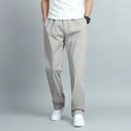 Pantalon décontracté gris clair pour hommes en tissu tissé à coupe droite - 3XL / Gris clair