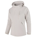 Waterproof light grey outdoor hooded jacket for men with windproof zippers and pockets - M / Eco Grey