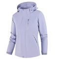 Women's light purple hooded outdoor jacket with waterproof shell and zippered pockets - M / Moonlight Blue