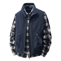 Men's outdoor cargo vest in navy blue with multi-pocket design and central zipper - M / Dark Blue