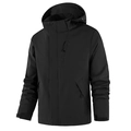 Men's black hooded outdoor jacket with windproof fabric and adjustable cuffs - M / Tops / Black