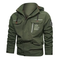 Army green outdoor tactical jacket with reflective strips and multi-pocket hooded design - M / Army Green