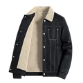 Herren Winterjacke in Schwarz mit warmem Sherpa-Futter und klassischem Umlegekragen - M / Schwarz