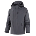 Dark grey waterproof hooded outdoor windbreaker jacket with functional pockets - M / Tops / Mica Grey