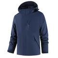 Waterproof navy blue outdoor hooded jacket for men and women featuring windproof fabric - M / Tops / Denim Blue