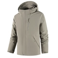Men's khaki waterproof outdoor hooded jacket with multiple zipper pockets and windproof flap - M / Tops / Light Army Green
