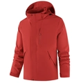 Waterproof red hooded outdoor jacket for men and women with windproof zipper pockets - M / Tops / China Red