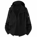Zwarte outdoorjas met capuchon voor heren, winddichte stof en mouwbadge detail - XXS / Heren Zwart