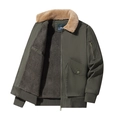 Herren Winter Bomberjacke in Militärgrün mit Pelzkragen und dickem, warmem Futter - M / Armeegrün