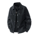 Men's casual black jacket with subtle tiger stripe pattern and classic fold-over collar - M / Black