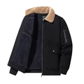 Herren Winter Bomberjacke mit dickem Fleecefutter und Rippbündchen in Schwarz - M / Schwarz