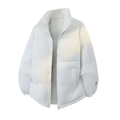 Unisex white puffer jacket with stand collar and warm faux shearling lining detail - S / Moonlight White