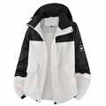 Outdoor hooded waterproof jacket for couples in black and white contrast design - XXS / Women's Style/Ginkgo White