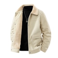 Heren winterjas van corduroy met warme fleece kraag in beige casual werkstijl - M / Licht kaki