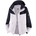 Navy blue and white color-block outdoor jacket with adjustable hood and breathable lining - XXS / Women's Style/Light Purple