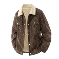 Herren Winterjacke aus braunem Cord mit warmem Fleece-Futter und Marmormuster-Design - M / Braun Textur