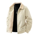 Veste en velours côtelé blanc cassé pour homme avec doublure polaire chaude - M / Khaki Polaire