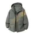 Veste à capuche vert olive avec un design matelassé épais et fermeture éclair - S / Vert Gris