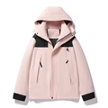 Coupe-vent de plein air rose et noir avec capuche amovible et poche zippée imperméable - XXS / Rose