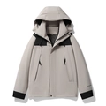 Men's and women's outdoor windbreaker jacket in grey and black with detachable hood - XXS / Rabbit Gray