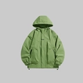 Waterproof hooded jacket in matcha green with fashion sports print for outdoor wear - S / Fruit Green