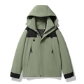 Men's outdoor windbreaker jacket in bean green and black colorblock with hood - XXS / Matcha Green