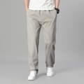 Men's cotton casual straight pants in light grey color with comfortable elastic waistband - M / Light Gray