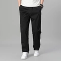 Pantalon décontracté noir en coton pour homme avec coupe droite et finition épurée - M / Noir