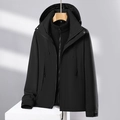 Veste outdoor 3-en-1 imperméable pour hommes et femmes avec capuche et poignets velcro - XXS / Noir