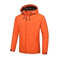 Waterproof orange hooded windbreaker jacket with adjustable cuffs and zipper pockets - S / Male Style / Orange
