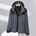 Veste de randonnée 3-en-1 imperméable pour homme avec capuche gris foncé et noir - XXS / gris foncé
