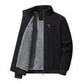 Men's black corduroy winter jacket with warm sherpa lining and standing collar - M / Black