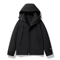 Veste à capuche extérieure noire pour hommes avec capuche ajustable et imprimé sur la manche - XXS / Noir
