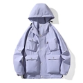 Lavender lightweight waterproof hooded outdoor jacket for men and women with multi-pockets - S / Dreamy Purple