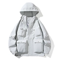 Men's light grey hooded windbreaker outdoor jacket with functional multi-pocket design - S / Mint Green Cat Eye Thick Frame