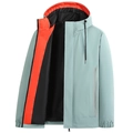 Veste coupe-vent bleu clair pour hommes avec doublure orange et capuche réglable - M / Vert Haricot