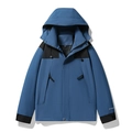 Veste coupe-vent pour homme en bleu et noir avec capuche amovible pour l'extérieur - XXS / Bleu Indigo