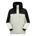 Veste outdoor 3-en-1 amovible à capuche avec design patchwork contrasté noir et blanc - L / Hommes Blanc