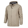 Men's outdoor windproof hooded jacket in khaki with adjustable cuffs and zip closure - 3XL / Tops / Khaki