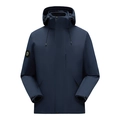 Veste de randonnée 3-en-1 bleu marine imperméable avec capuche réglable et écusson de manche - L / Bleu Foncé Homme