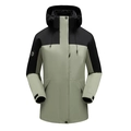 Three-in-one hooded hiking jacket in green and black color block with velcro cuffs - M / Women's Rosin Green