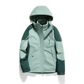 Three-in-one waterproof outdoor jacket with detachable fleece lining in green colorblock - M / Women's Dark Green