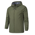 Army green waterproof outdoor jacket with adjustable hood and functional windbreaker design - 3XL / Tops / Army Green