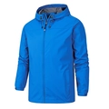 Veste outdoor bleue imperméable avec capuche à cordon réglable et tissu coupe-vent - S / Style Homme / Bleu Ciel