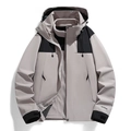 Three-in-one waterproof outdoor jacket with detachable fleece liner in grey and black - XXS / Rabbit Gray