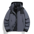 Drie-in-één outdoorjas met uitneembare fleecevoering in blauw en zwart contrast - XXS / Staalgrijs